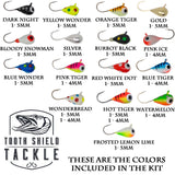 Tooth Shield Tackle UV Glow Tungsten Ice Fishing Jigs Tip Up Rigs Musky Sucker Rigs Leaders Bucktails