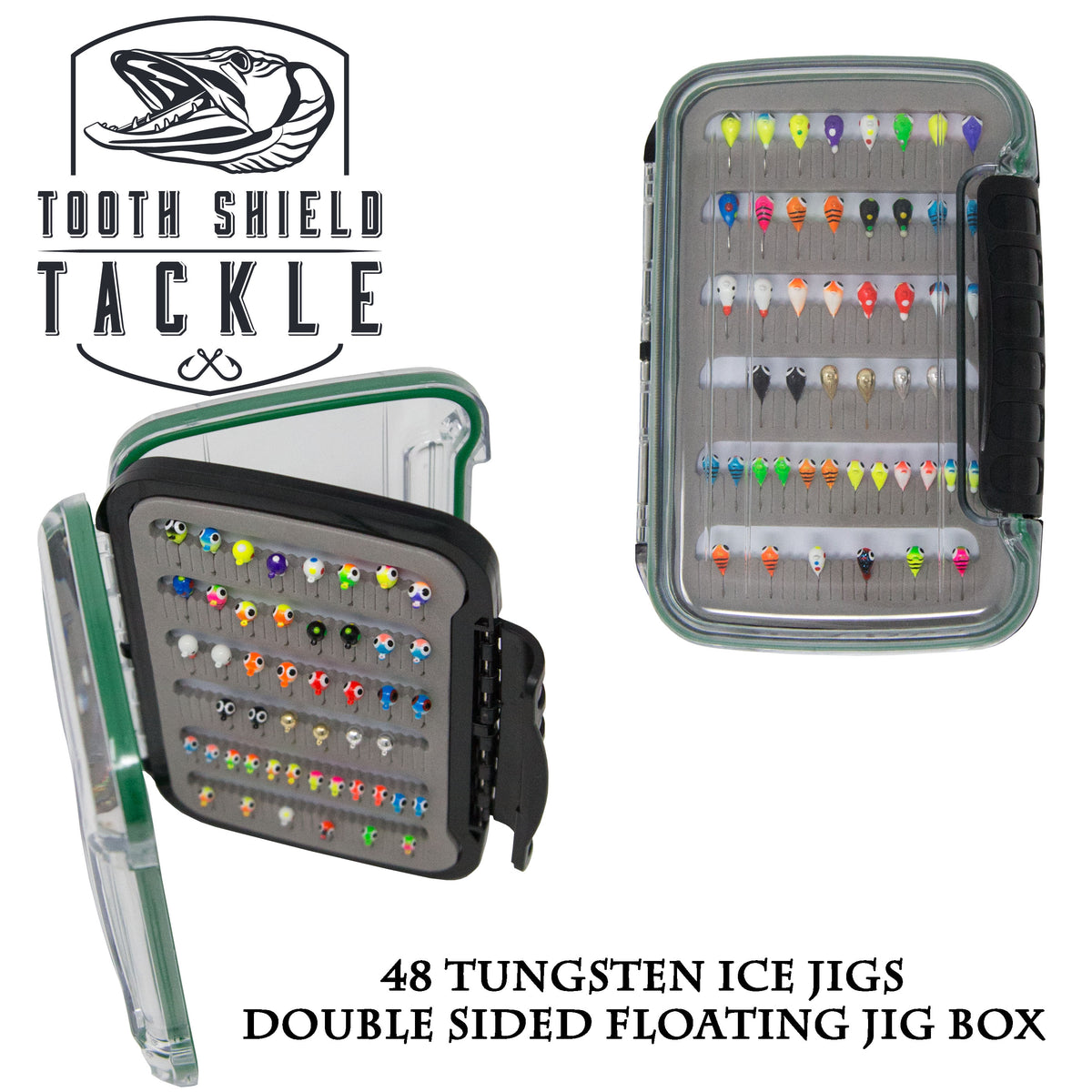 Tungsten Ice Fishing Jig Kit - 48 Piece With Waterproof / Floating
