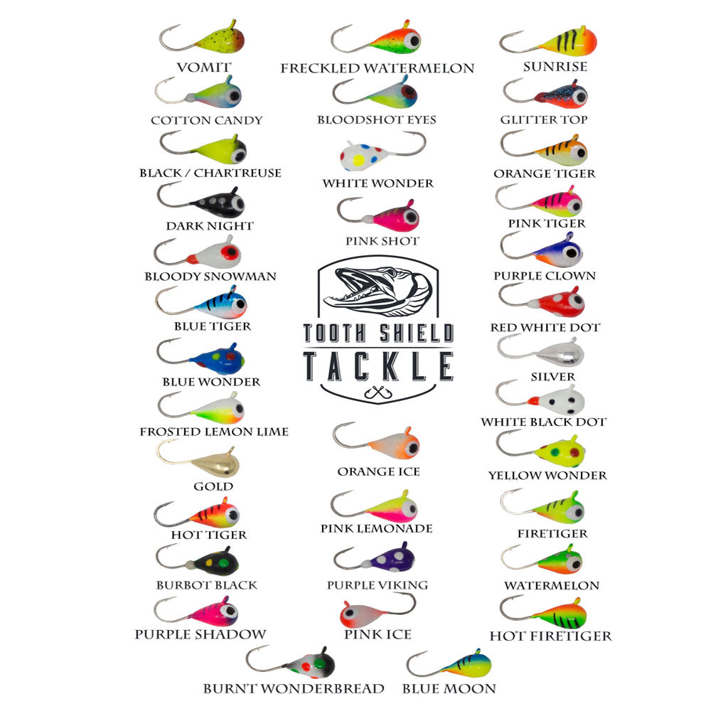5 Pack Tungsten UV Bright Ice Fishing Jigs 5mm Tungsten Ice Jig Head – Tooth Shield Tackle