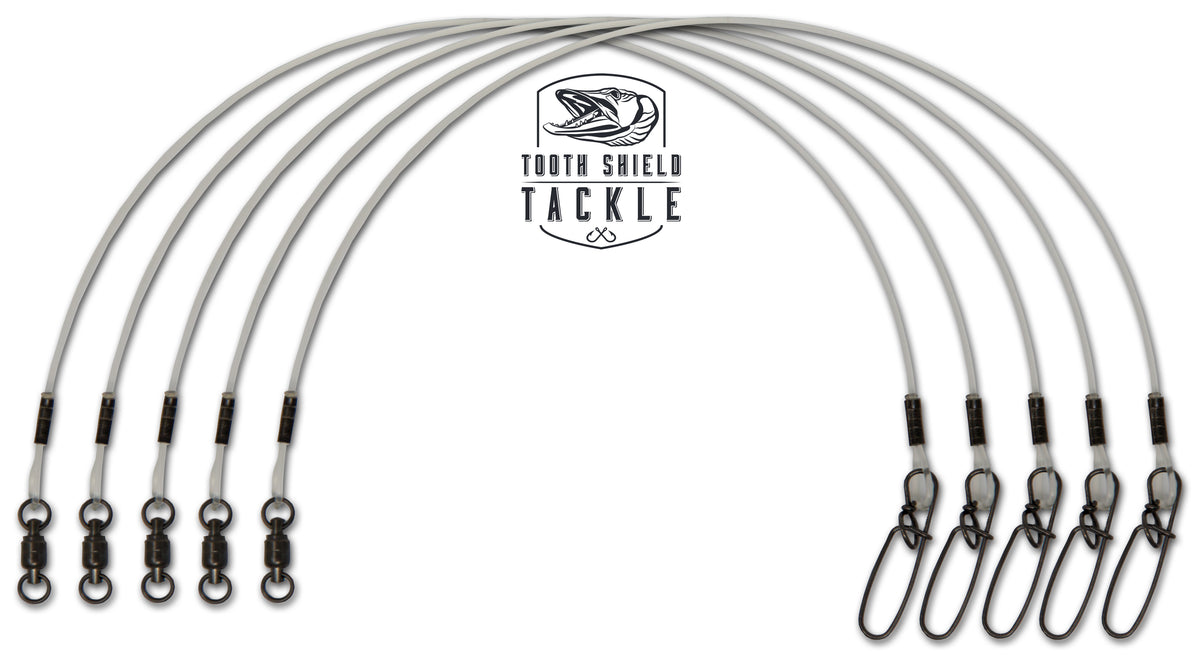 Tooth Shield Tackle Fluorocarbon Leaders 80 lb 5 Pack Muskie Leaders