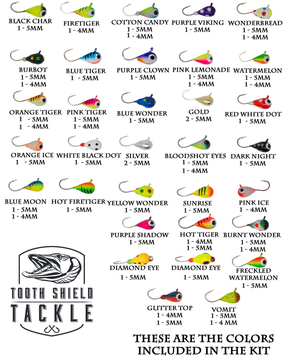 Tungsten Ice Fishing Jig Kit 48 Piece With Waterproof / Floating Tac