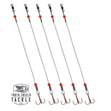 Tooth Shield Tackle Tip-Up Rigs Stainless Steel 90 lb. Camo Wire / Red Bead 5-Pack