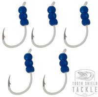 Tungsten Weighted Plummeting Tip-up / Dead stick Hooks 5 Pack #4 Hook [Glow Hook / Blue Bead]