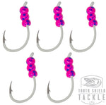 Tungsten Weighted Plummeting Tip-up / Dead stick Hooks Fluorescent 5 Pack #4 Hook [Pink Jaw Breaker]