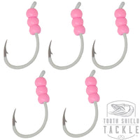 Tungsten Weighted Plummeting Tip-up / Dead stick Hooks Fluorescent 5 Pack #4 Hook [Salmon Pink]