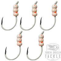 Tungsten Weighted Plummeting Tip-up / Dead stick Hooks Fluorescent 5 Pack #4 Hook [Speckled Orange Glow]