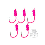 Tungsten Weighted Plummeting Tip-up / Dead stick Hooks 5 Pack #4 Hook [Fluorescent Pink Hooks / Fl. Beads]