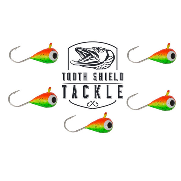 Tooth Shield Tackle Tungsten UV Glow Ice Fishing Jigs 5mm 5-Pack [Frec