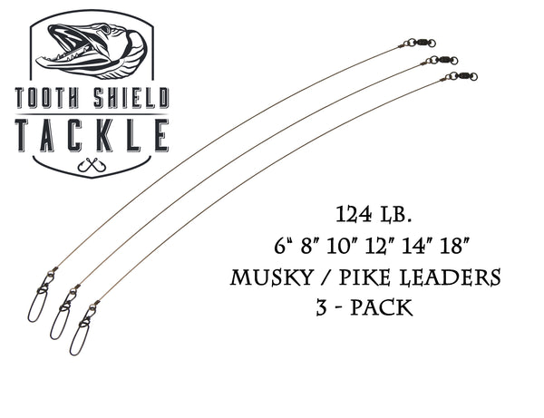 Tooth Shield Tackle Stainless Steel Musky Leaders 124 lb. 3-Pack