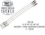 Tooth Shield Tackle Stainless Steel Musky Leaders 124 lb. 3-Pack [Crane Swivel]