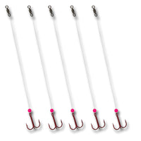 Glow Tooth Shield Tackle Walleye Tip-Up Rigs 15 lb. Fluorocarbon Glow Pink Bead 5-Pack