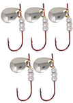 Tooth Shield Tackle Tungsten Weighted Dead Stick Charmer Tip-up / Deadstick 5 Pack #4 Hook [Red / Silver]