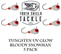 Tooth Shield Tackle UV Glow Tungsten Ice Fishing Jigs Bloody Snowman Tooth Shield Tackle UV Glow Tungsten Ice Fishing Jigs Tip Up Rigs Musky Sucker Rigs Leaders Bucktails