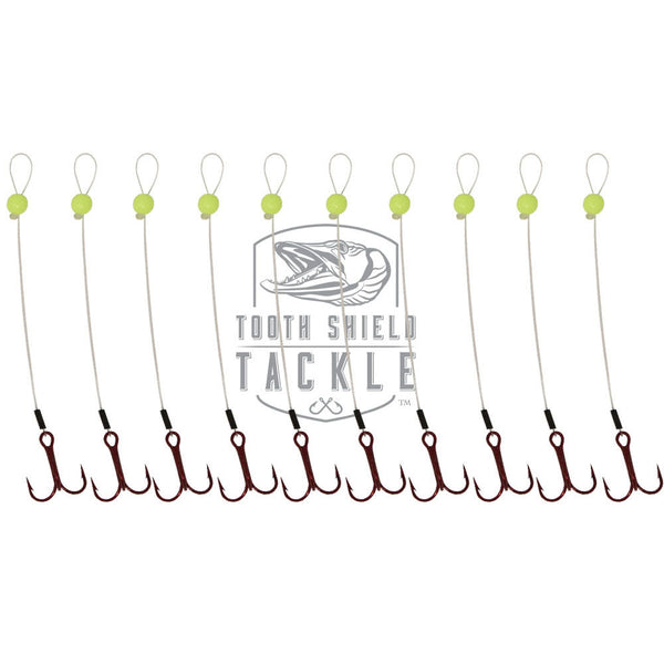 Tooth Shield Tackle Walleye Stinger Hooks 15 lb Fluorocarbon 10-Pack C