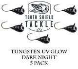 Tooth Shield Tackle UV Glow Tungsten Ice Fishing Jigs Dark Night Tooth Shield Tackle UV Glow Tungsten Ice Fishing Jigs Tip Up Rigs Musky Sucker Rigs Leaders Bucktails