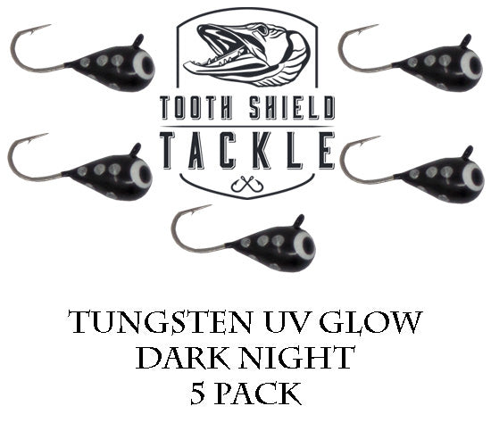 Tooth Shield Tackle UV Glow Tungsten Ice Fishing Jigs 5-Pack Crappie Perch  Bluegill Panfish Jig 5mm (Freckled Watermelon) 