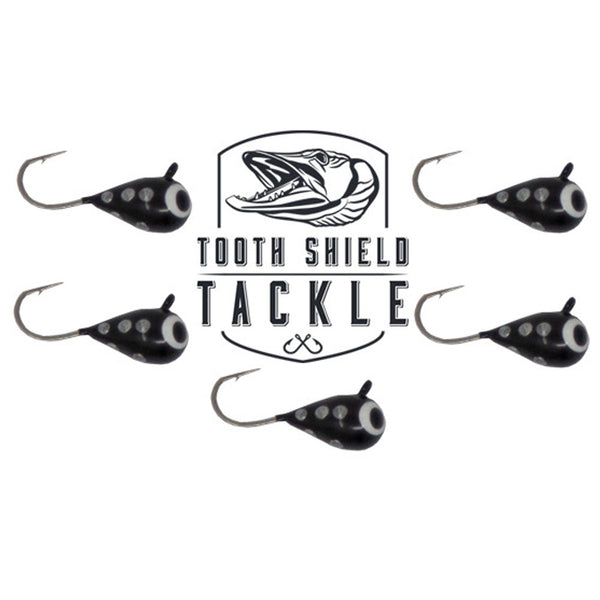 Tooth Shield Tackle Tungsten UV Glow Ice Fishing Jigs 5mm 5-Pack [Dark Night]