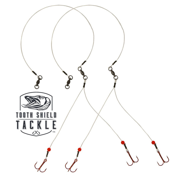 Tooth Shield Tackle Walleye Quick Strike Tip-Up Rigs 80 LB Fluorocarbon 2 Pack