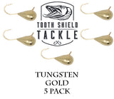 Tooth Shield Tackle UV Glow Tungsten Ice Fishing Jigs Gold Tooth Shield Tackle UV Glow Tungsten Ice Fishing Jigs Tip Up Rigs Musky Sucker Rigs Leaders Bucktails
