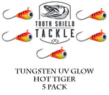 Tooth Shield Tackle UV Glow Tungsten Ice Fishing Jigs Hot Tiger Tooth Shield Tackle UV Glow Tungsten Ice Fishing Jigs Tip Up Rigs Musky Sucker Rigs Leaders Bucktails