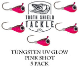 Tooth Shield Tackle UV Glow Tungsten Ice Fishing Jigs Pink Shot Tooth Shield Tackle UV Glow Tungsten Ice Fishing Jigs Tip Up Rigs Musky Sucker Rigs Leaders Bucktails
