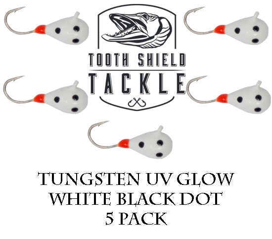 5 Pack Tungsten UV Bright Ice Fishing Jigs 5mm Tungsten Ice Jig Head – Tooth Shield Tackle