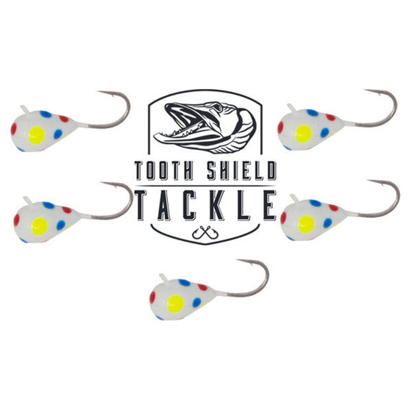 Tooth Shield Tackle Tungsten Weighted Tip-Up Rigs Stainless Steel 90 lb. Camo Wire / Red Bead / 1/8 oz Black 3-Pack #8